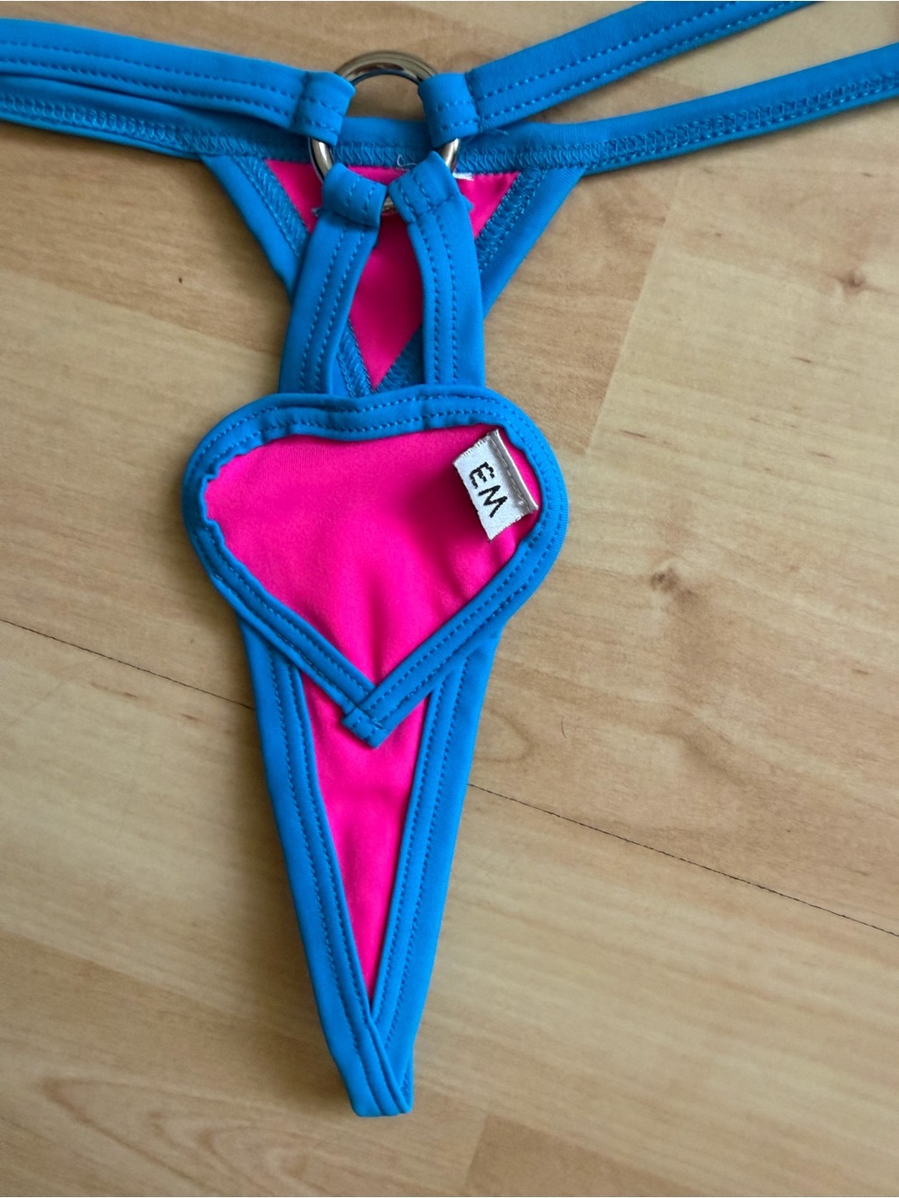 Blue & Pink Heart Micro Bikini Set - Picture 5 of 7